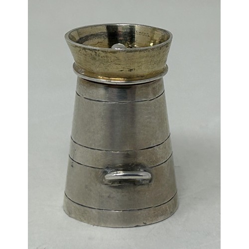 39 - A Victorian silver novelty pepper, in the form of a milk churn, Chester 1877, 6.5 g