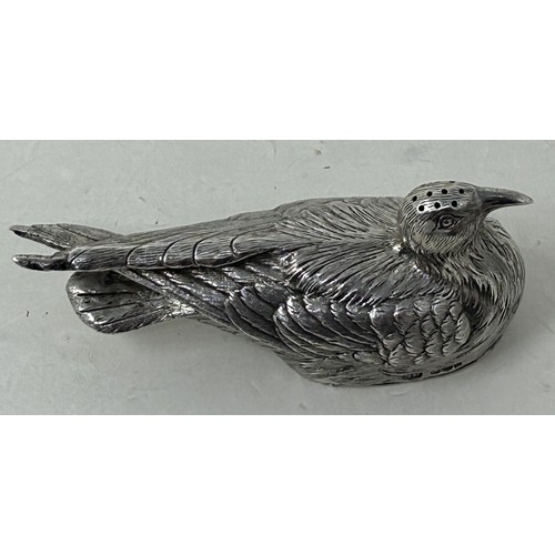 43 - A novelty Dutch silver box, in the form of a game bird, import marks for 1910, 2.1 ozt