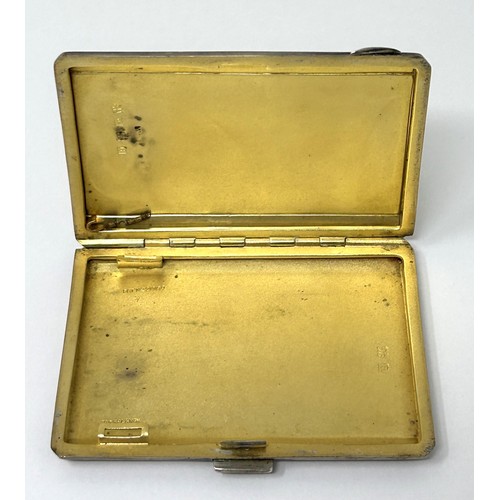 51 - A George V silver and yellow enamel cigarette case, Birmingham 1932