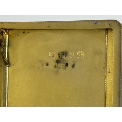 51 - A George V silver and yellow enamel cigarette case, Birmingham 1932