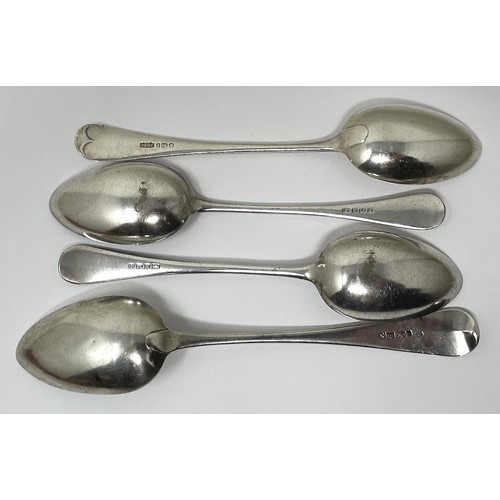 61 - A George III silver Old English pattern serving spoon, London 1809, another, Sheffield 1911, and two... 