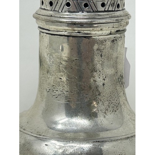 63 - A George III silver sifter, marks rubbed, 2.2 ozt, 14 cm high