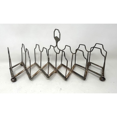 88 - A George III concertina silver six section toast rack, London 1807, 6.8 ozt