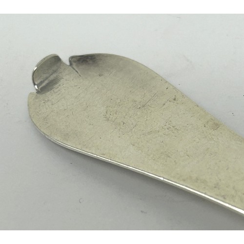 91 - An 18th century silver rat tail trefid spoon, marks rubbed, 1.2 ozt