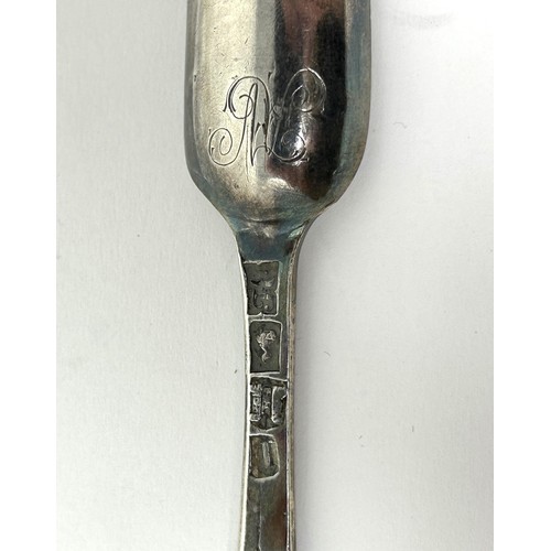 105 - An 18th century silver marrow scoop, marks indistinct