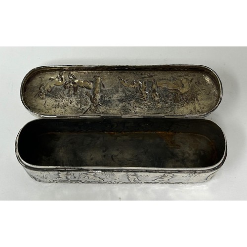 107 - A Continental silver box, decorated children, import marks for 1896, 2.8 ozt