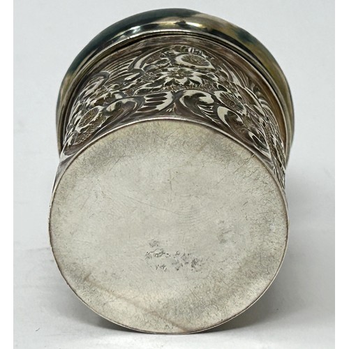 134 - An Edward VII silver cylindrical box and cover, Sheffield 1901, 1.5 ozt