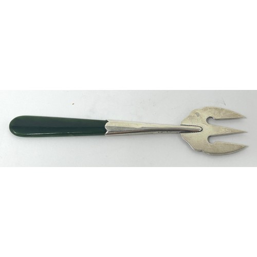 144 - An Edward VII silver and nephrite fork, Birmingham 1905