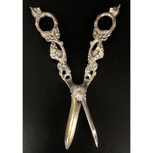 149 - A pair of Continental silver coloured metal grape scissors