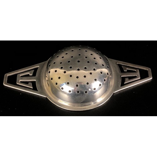 170 - A Continental silver coloured metal tea strainer