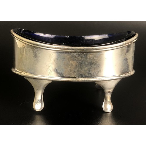 210 - A set of four George III silver salts, of navette form, London 1802, with blue glass liners (4)