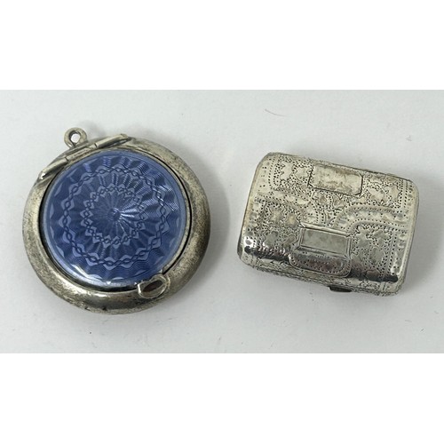 226 - A George III silver vinaigrette, London 1816, and a silver and purple enamel compact (2)