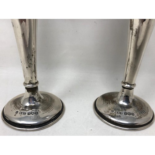 66 - A pair of George V silver spill vases, Sheffield 1919, bases filled, all in 4.76 ozt