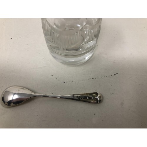 70 - A pair of silver salts, a pepper pot, two napkin rings, a fork and spoon 6.6 ozt, a silver backed mi... 