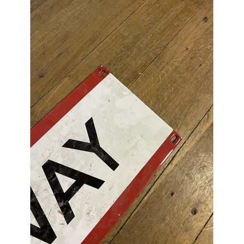 110 - A London Underground enamel sign, Queensway, 23 x 95 cm