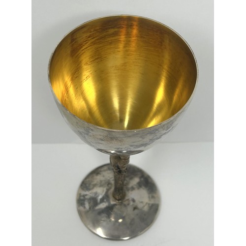 85 - A silver and silver gilt goblet, by Stuart Devlin, stem in the form of a bull, cased, London 1979, 5... 