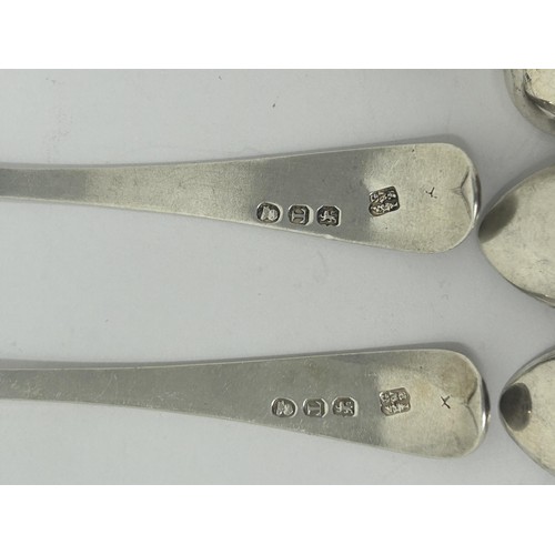 147 - A pair of George III Old English pattern sauce ladles, and assorted teaspoons, 10.4 ozt