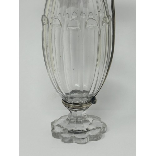 167 - A George III cut glass and silver mounted ewer, London 1791, 20 cm high