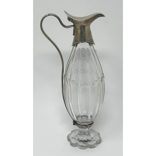 167 - A George III cut glass and silver mounted ewer, London 1791, 20 cm high