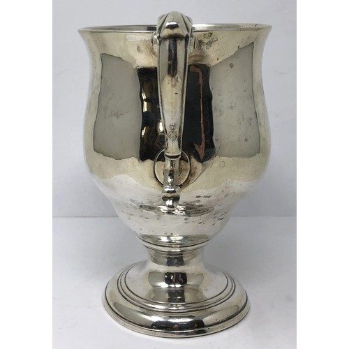 206 - An 18th century Irish silver two handled cup, marks rubbed, 14.5 ozt