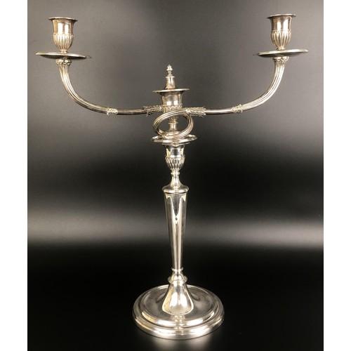 262 - A pair of George III silver two branch candelabra, London 1788, 85.4 ozt (2)