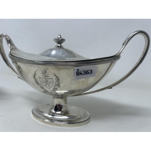 265 - A pair of George III silver tureens and covers, of navette form, London 1791, 36.9 ozt (2)