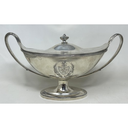 265 - A pair of George III silver tureens and covers, of navette form, London 1791, 36.9 ozt (2)