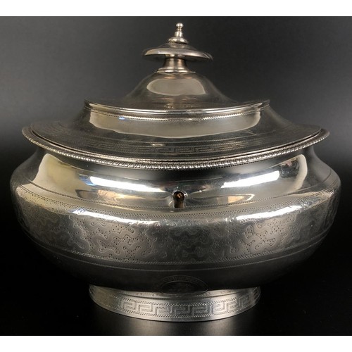 270 - A George III silver oval tea caddy, London 1807, 14.7 ozt