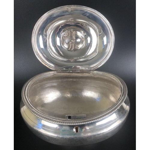 270 - A George III silver oval tea caddy, London 1807, 14.7 ozt