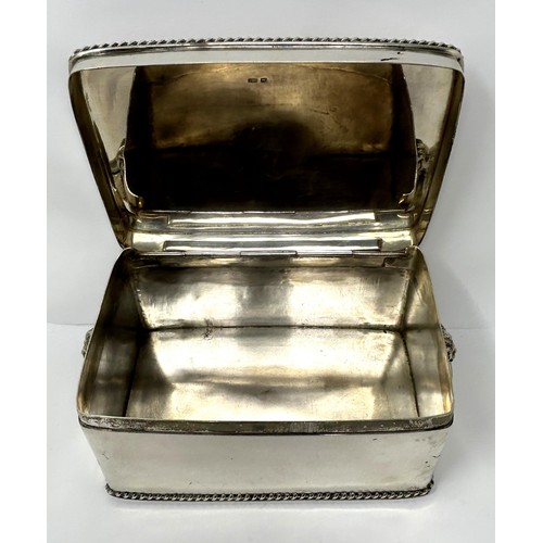 272 - A George V silver biscuit box, with lions mask ring handles, Sheffield 1924, 28.1 ozt