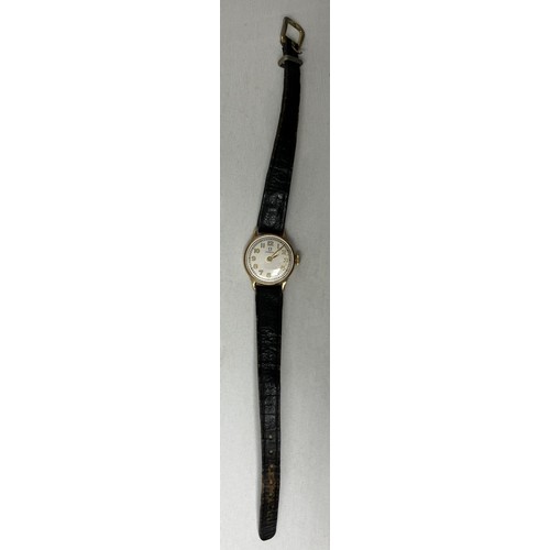 331 - A ladies 9ct gold Omega wristwatch, on a later strap