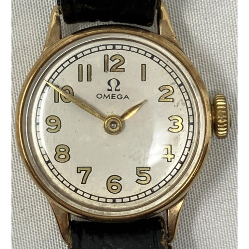 331 - A ladies 9ct gold Omega wristwatch, on a later strap