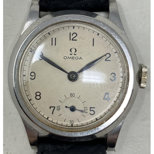 339 - A ladies stainless steel Omega wristwatch, on a later leather strap