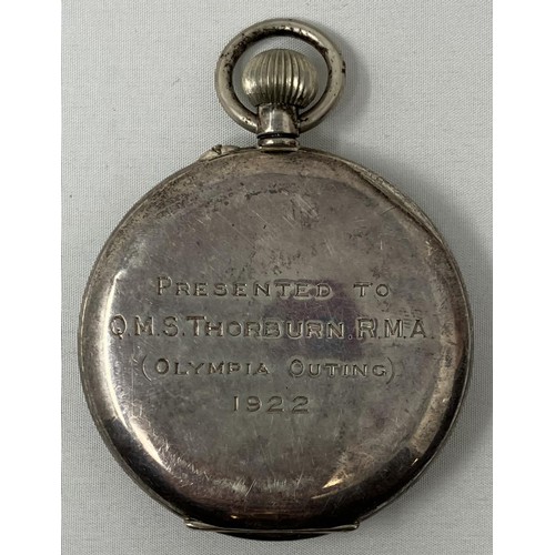 344 - A silver coloured metal open face pocket watch