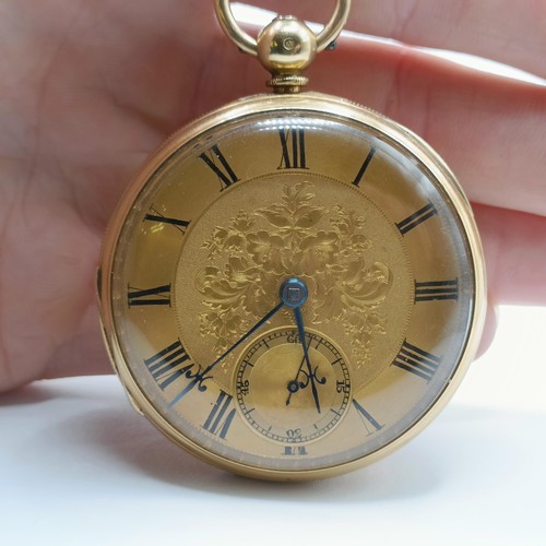 362 - An 18ct gold open face pocket watch, by F Whiteway of Ulverston, and an associated key (2)