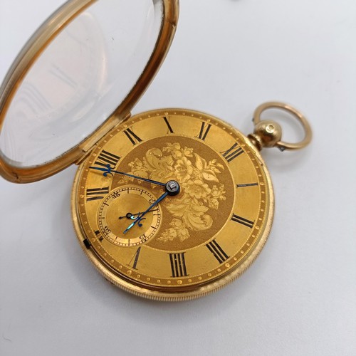 362 - An 18ct gold open face pocket watch, by F Whiteway of Ulverston, and an associated key (2)