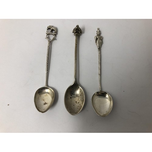 242 - A set of three silver salts, assorted spoons and a pierced dish, various dates and marks (13)