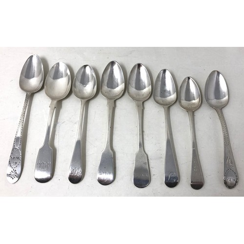 244 - Assorted silver teaspoons, various dates and marks, 3.6 ozt (8)