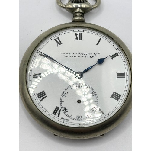 354 - A silver hunter pocket watch, and a silver plated open face pocket watch (2)