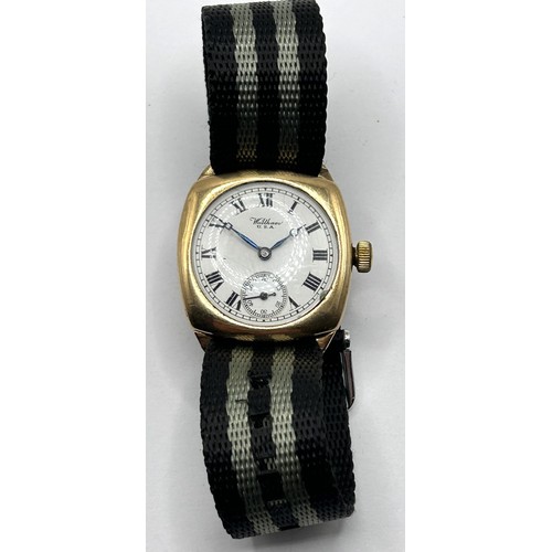 361 - A gentleman's 9ct gold Waltham wristwatch, on a modern strap