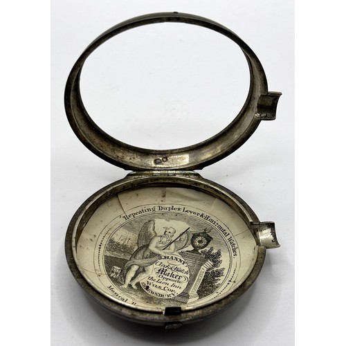 367 - An early 19th century silver pair cased pocket watch, James Thornton, London, No 42874