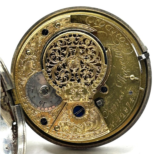 367 - An early 19th century silver pair cased pocket watch, James Thornton, London, No 42874