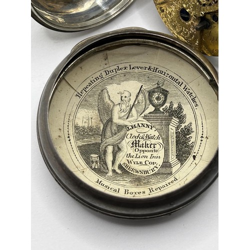 367 - An early 19th century silver pair cased pocket watch, James Thornton, London, No 42874