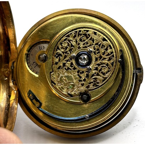 380 - An 18th century pair cased pocket watch, the enamel dial with Roman numerals, the movement signed Jn... 