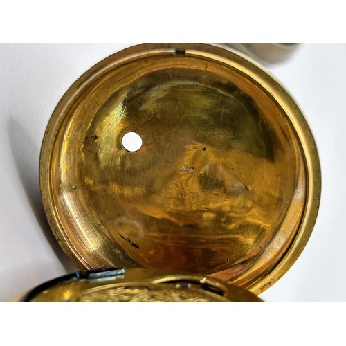 380 - An 18th century pair cased pocket watch, the enamel dial with Roman numerals, the movement signed Jn... 