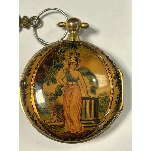 382 - An 18th century pair cased pocket watch, the enamel dial with Roman numerals, the movement signed Wi... 