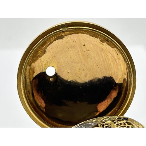 382 - An 18th century pair cased pocket watch, the enamel dial with Roman numerals, the movement signed Wi... 