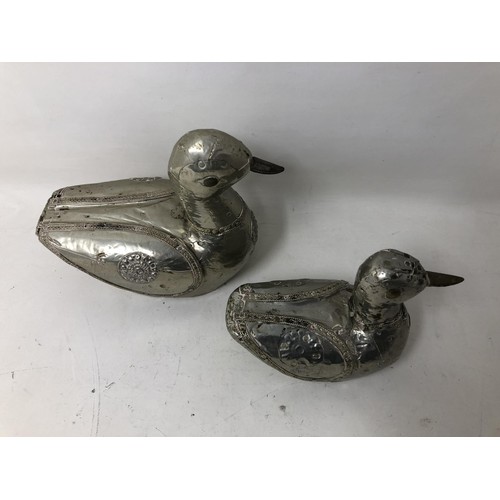 277 - A pair of Indian metal ducks and assorted silver plate (box)