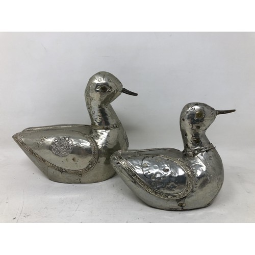 277 - A pair of Indian metal ducks and assorted silver plate (box)