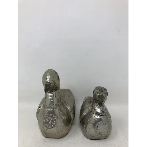 277 - A pair of Indian metal ducks and assorted silver plate (box)